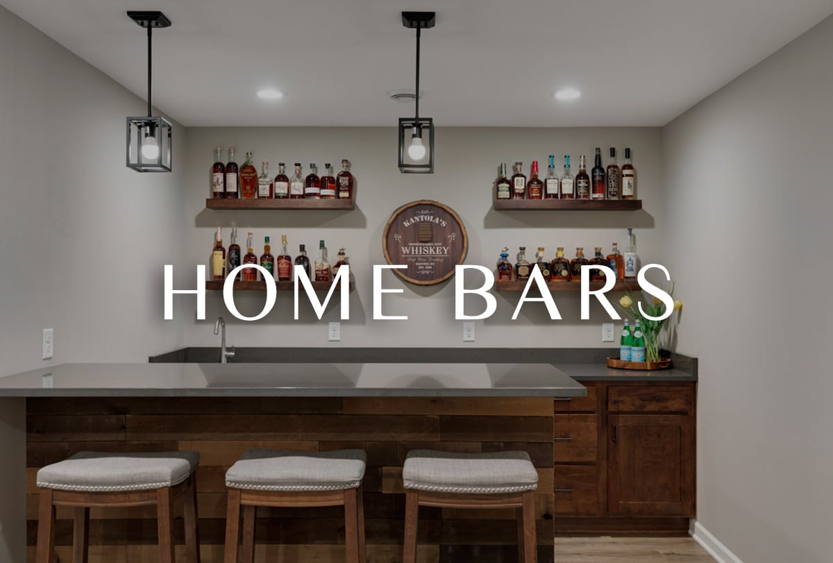 Image of a finished home bar remodel functioning as a button to view gallery