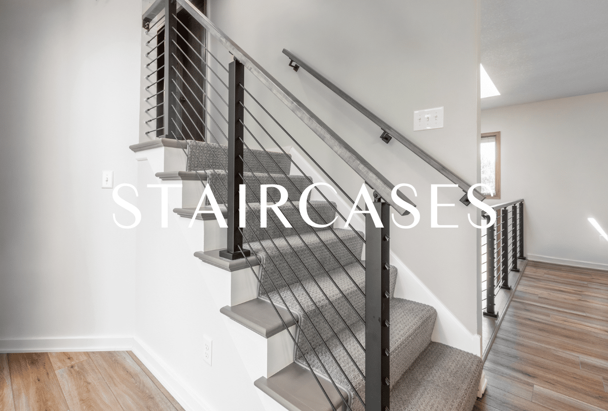 Image of a finished staircase remodel functioning as a button to view gallery